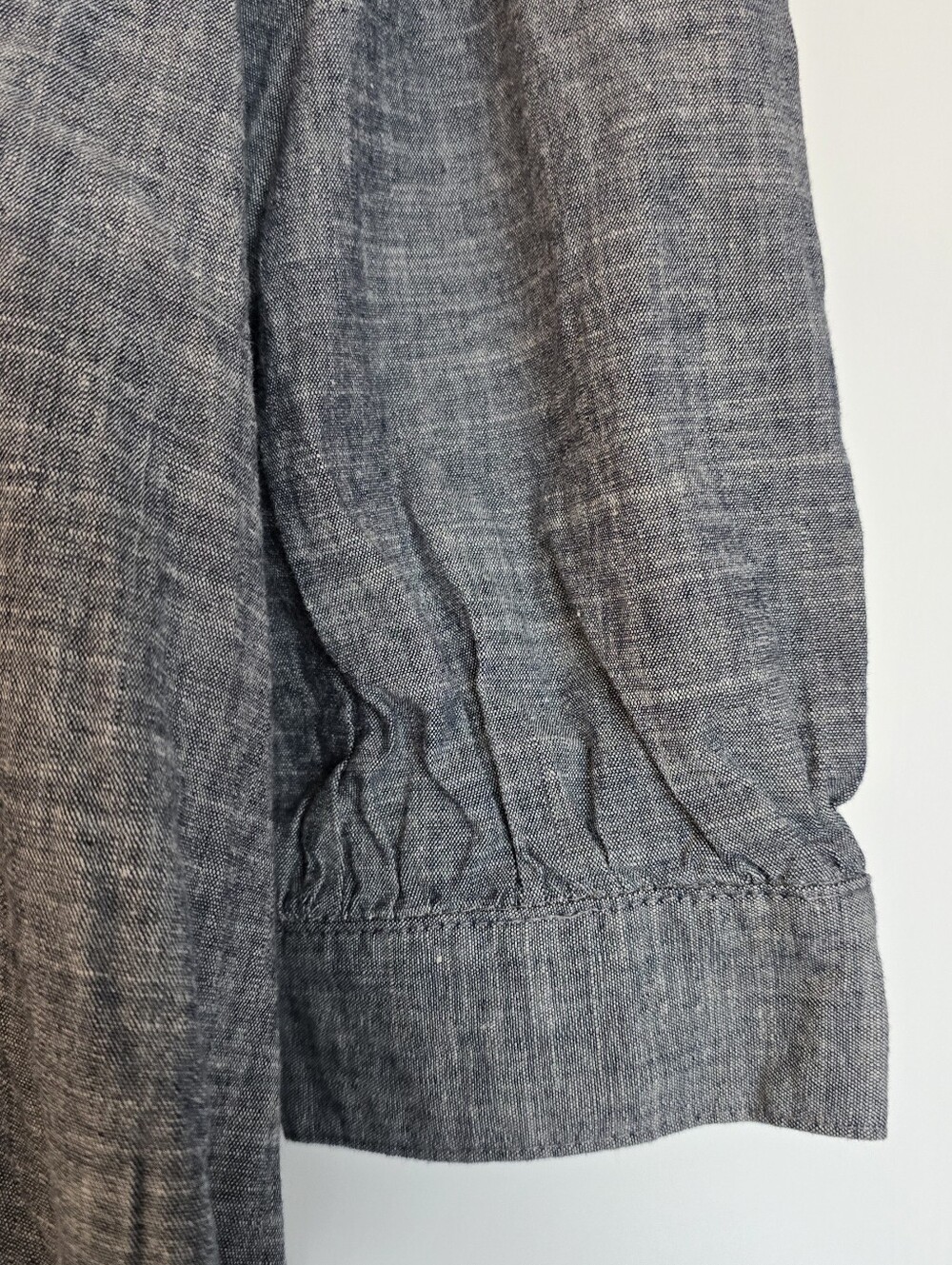 Monteau - Greyish Blue Denim Cotton V-Neck ¾-Sleeve Dress With Pockets - Picture 3 of 4